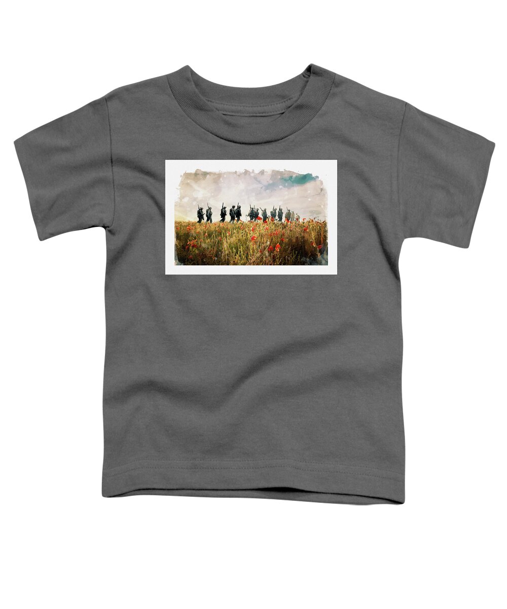 Soldiers And Poppies Toddler T-Shirt featuring the digital art The Last March by Airpower Art
