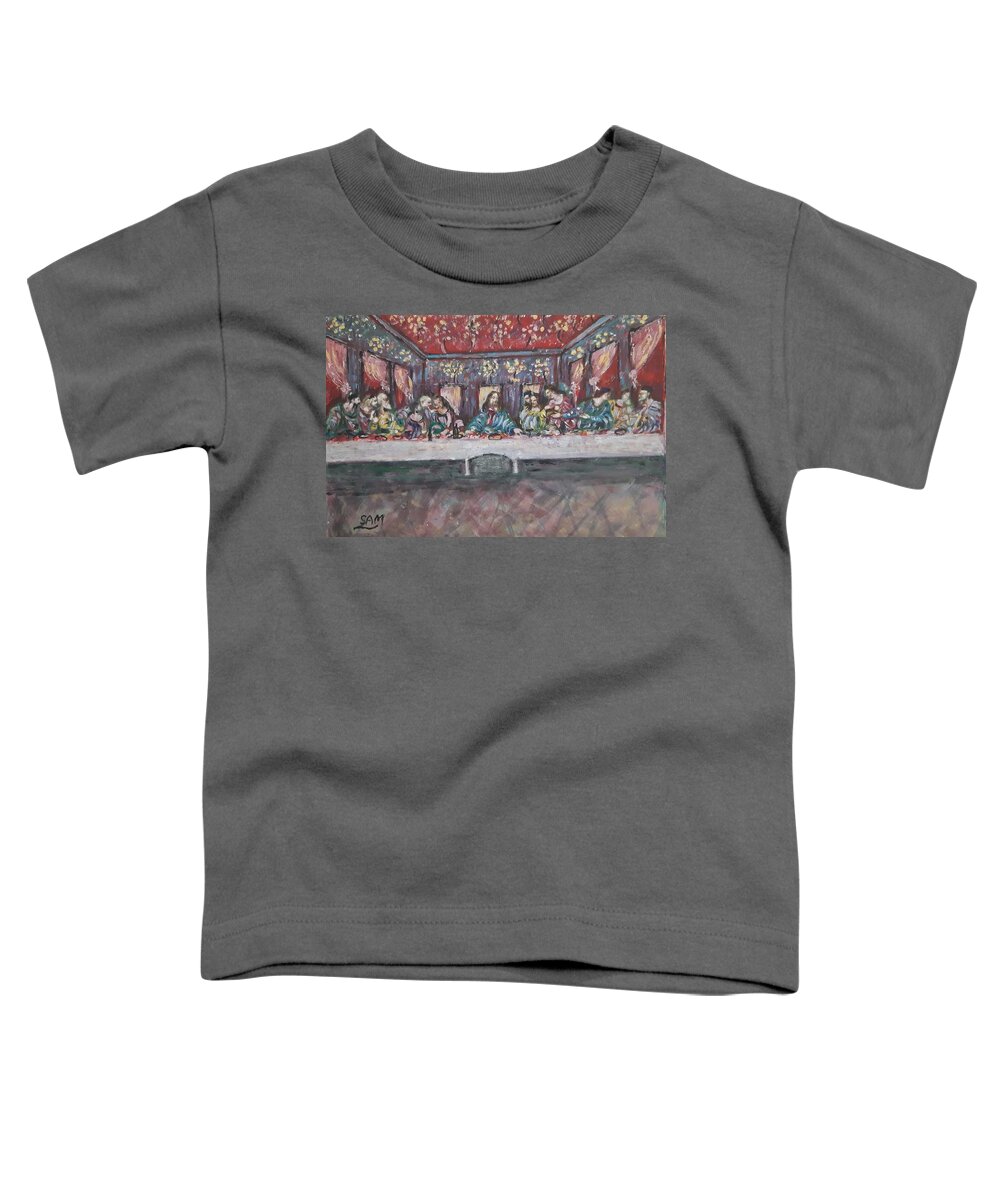 Iconic Painting Toddler T-Shirt featuring the painting The Last Supper by Sam Shaker