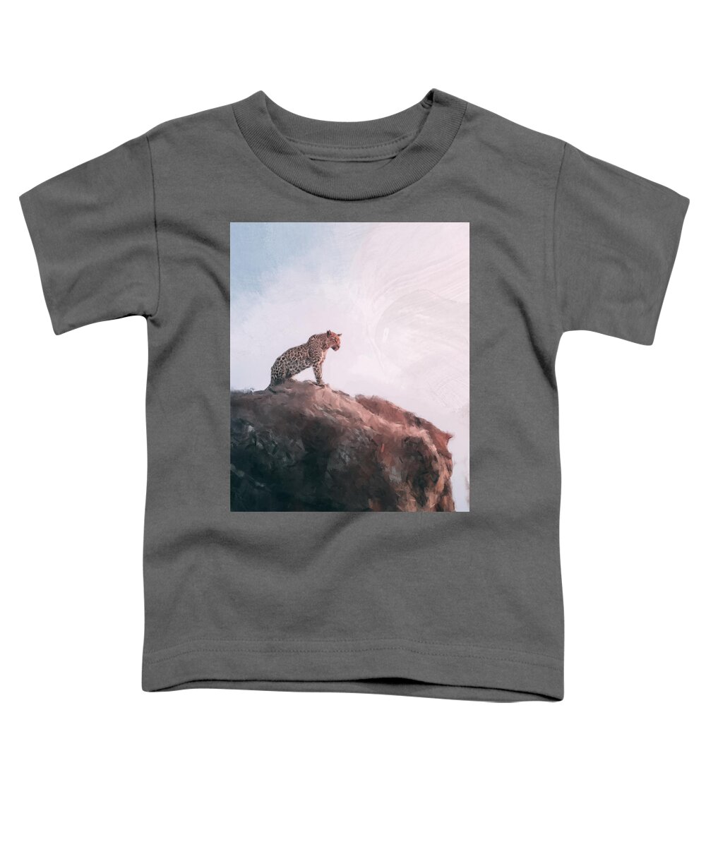 Leopard Toddler T-Shirt featuring the painting The Leopard Waits by Gary Arnold