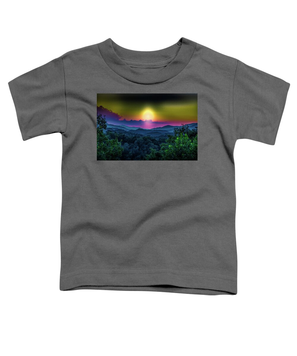 Light Toddler T-Shirt featuring the photograph The Light Beyond the Mountains by Demetrai Johnson
