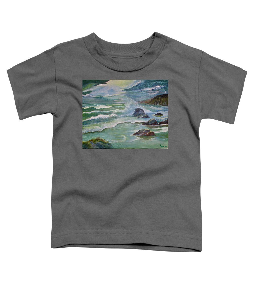 Ocean Toddler T-Shirt featuring the painting The Living Sea by Peggy Rose