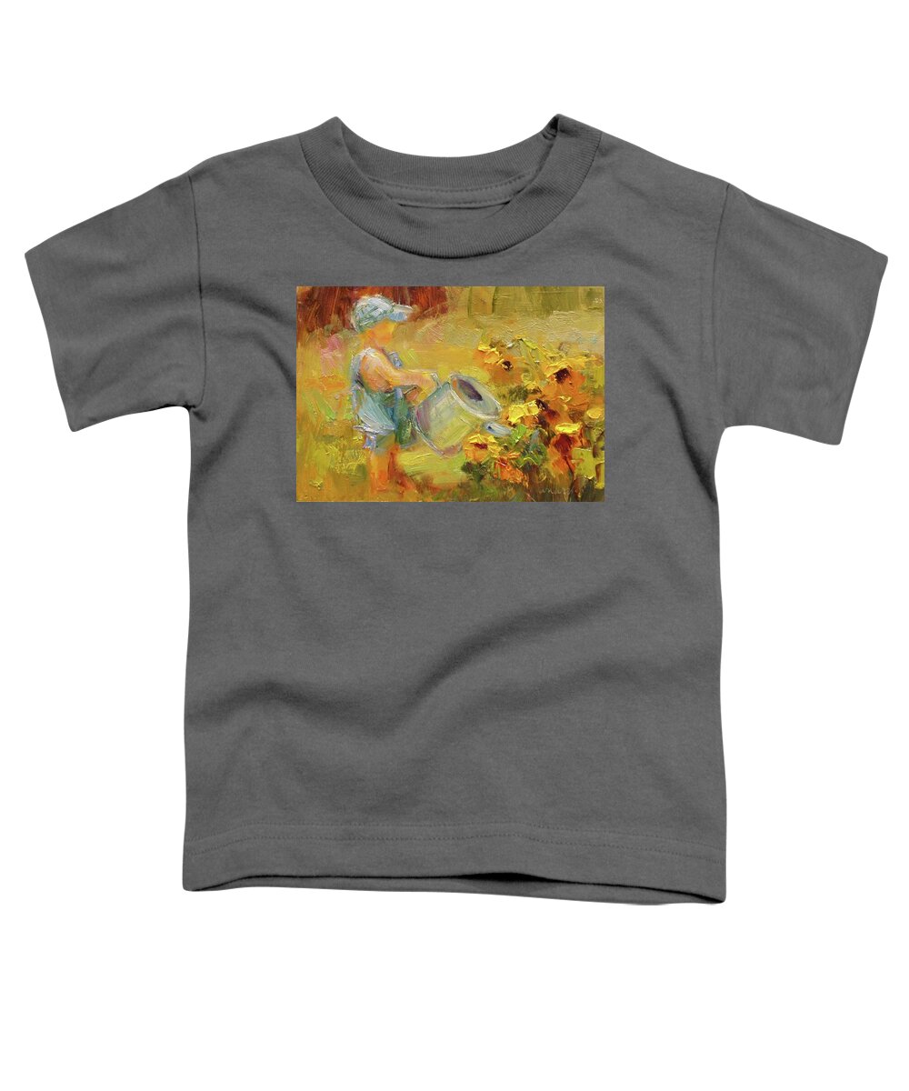 Sunflowers Toddler T-Shirt featuring the painting The Magic of Sunflowers by Diane Leonard