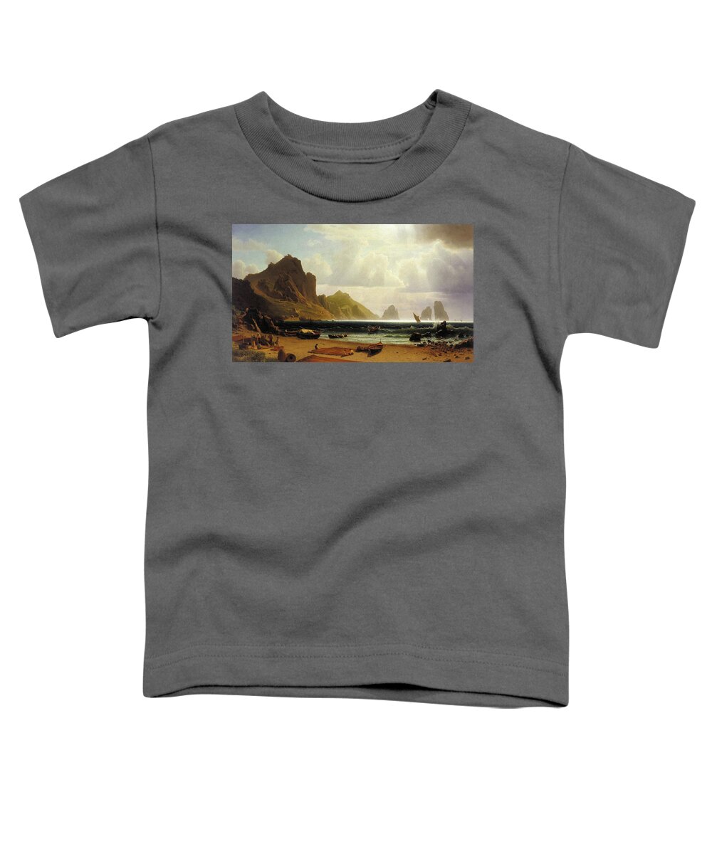 Marina Toddler T-Shirt featuring the painting The Marina Piccola at Capri by Albert Bierstadt
