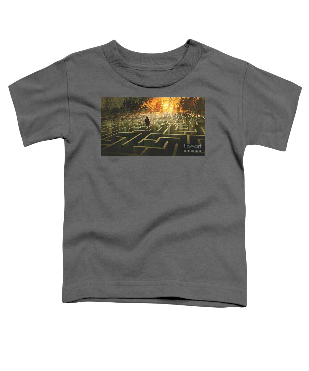 Illustration Toddler T-Shirt featuring the painting The Maze Land by Tithi Luadthong