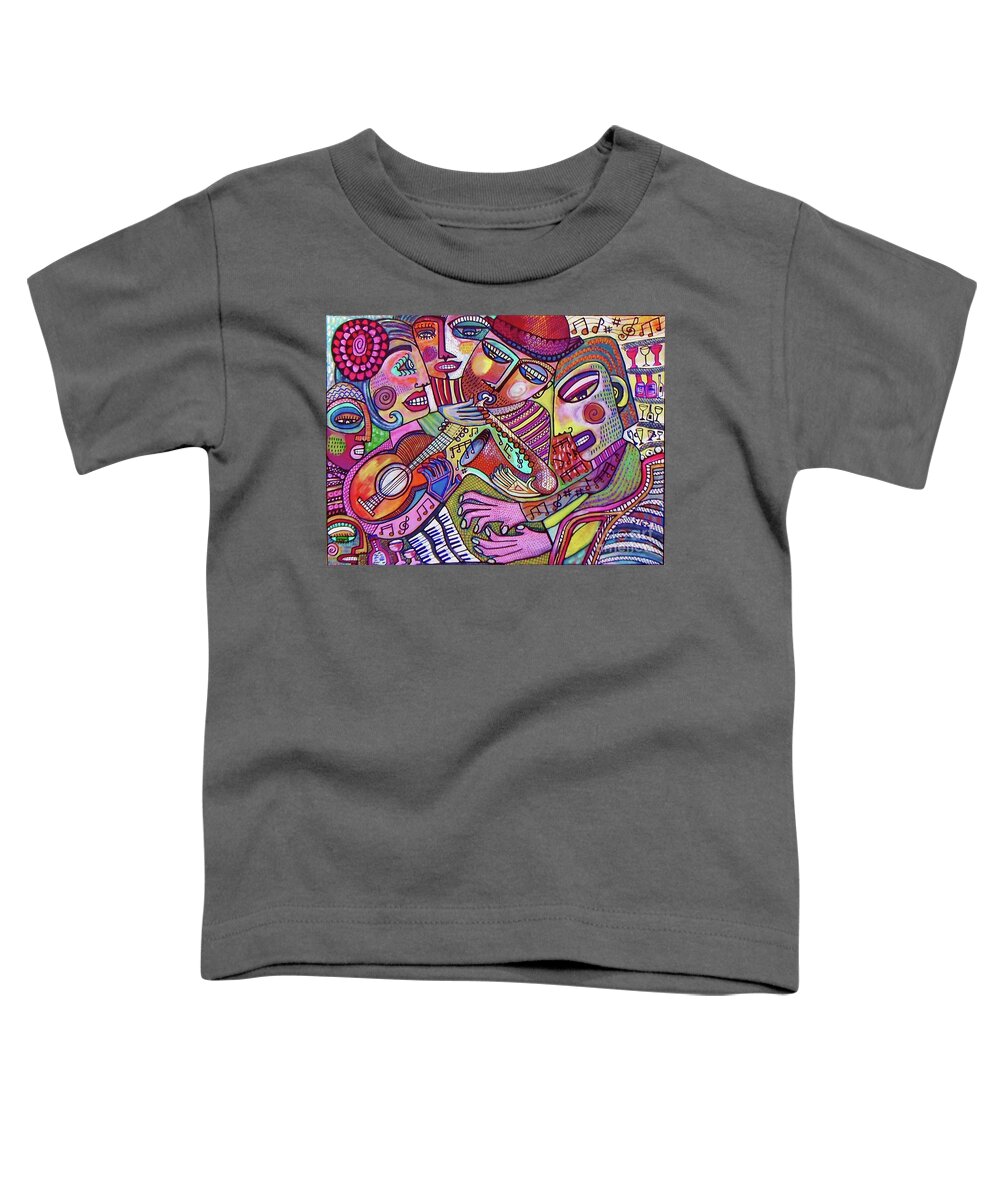 Wine Toddler T-Shirt featuring the painting The Music Of Friendship by Sandra Silberzweig