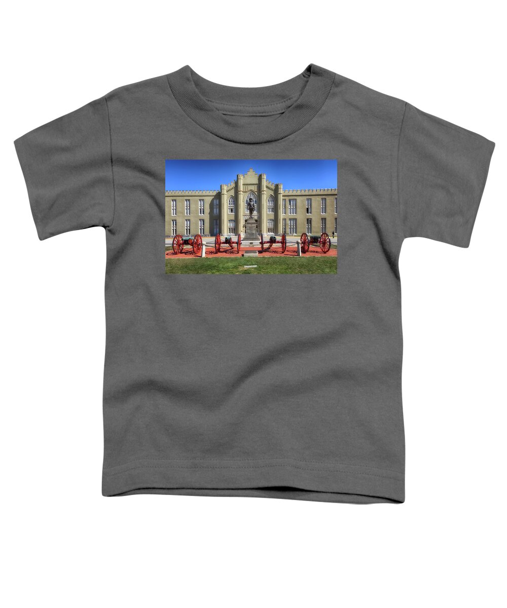 Vmi Toddler T-Shirt featuring the photograph The Old Barracks - Virginia Military Institute by Susan Rissi Tregoning