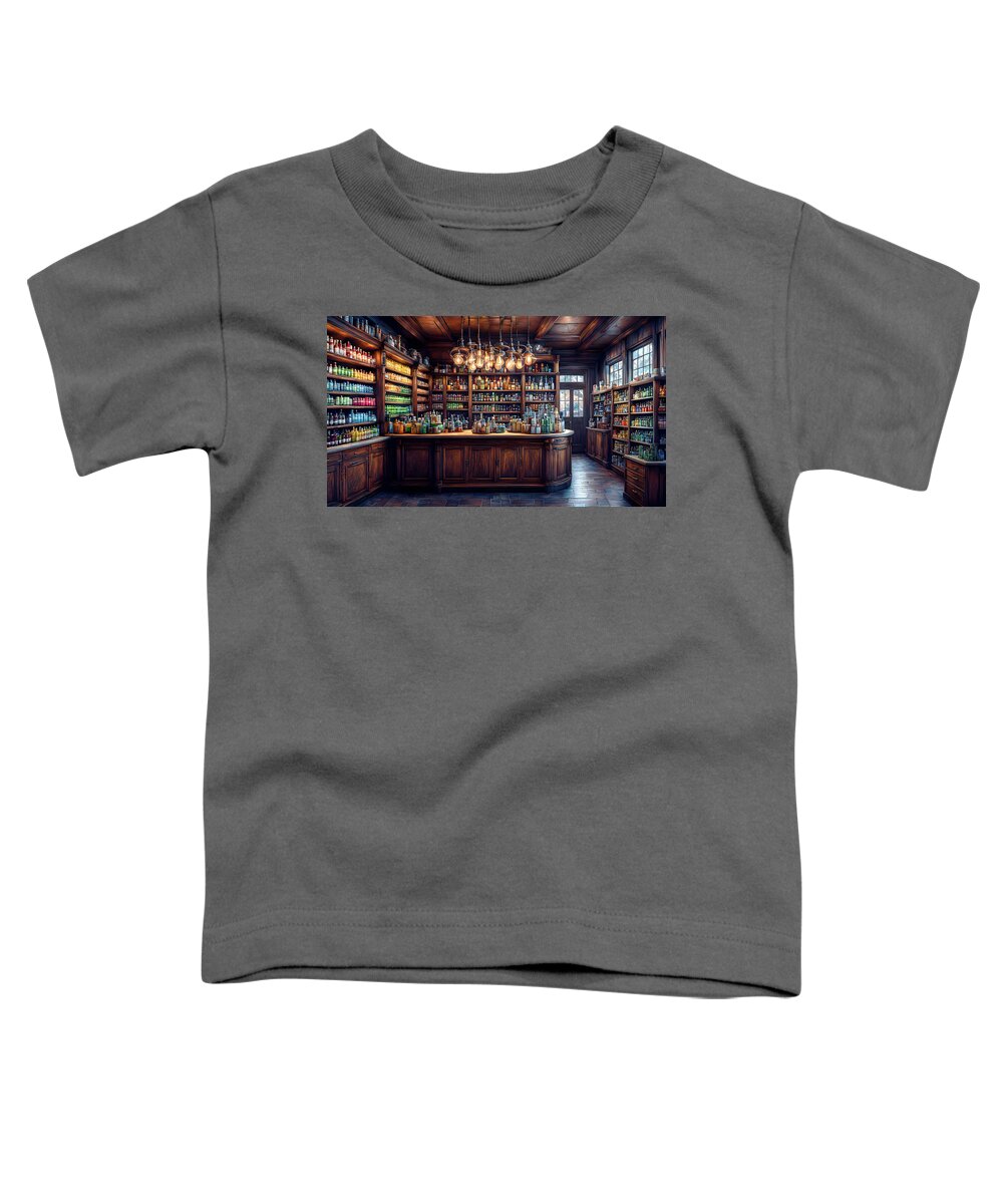 Vintage Toddler T-Shirt featuring the digital art The Old Chemist Shop by Ian Mitchell
