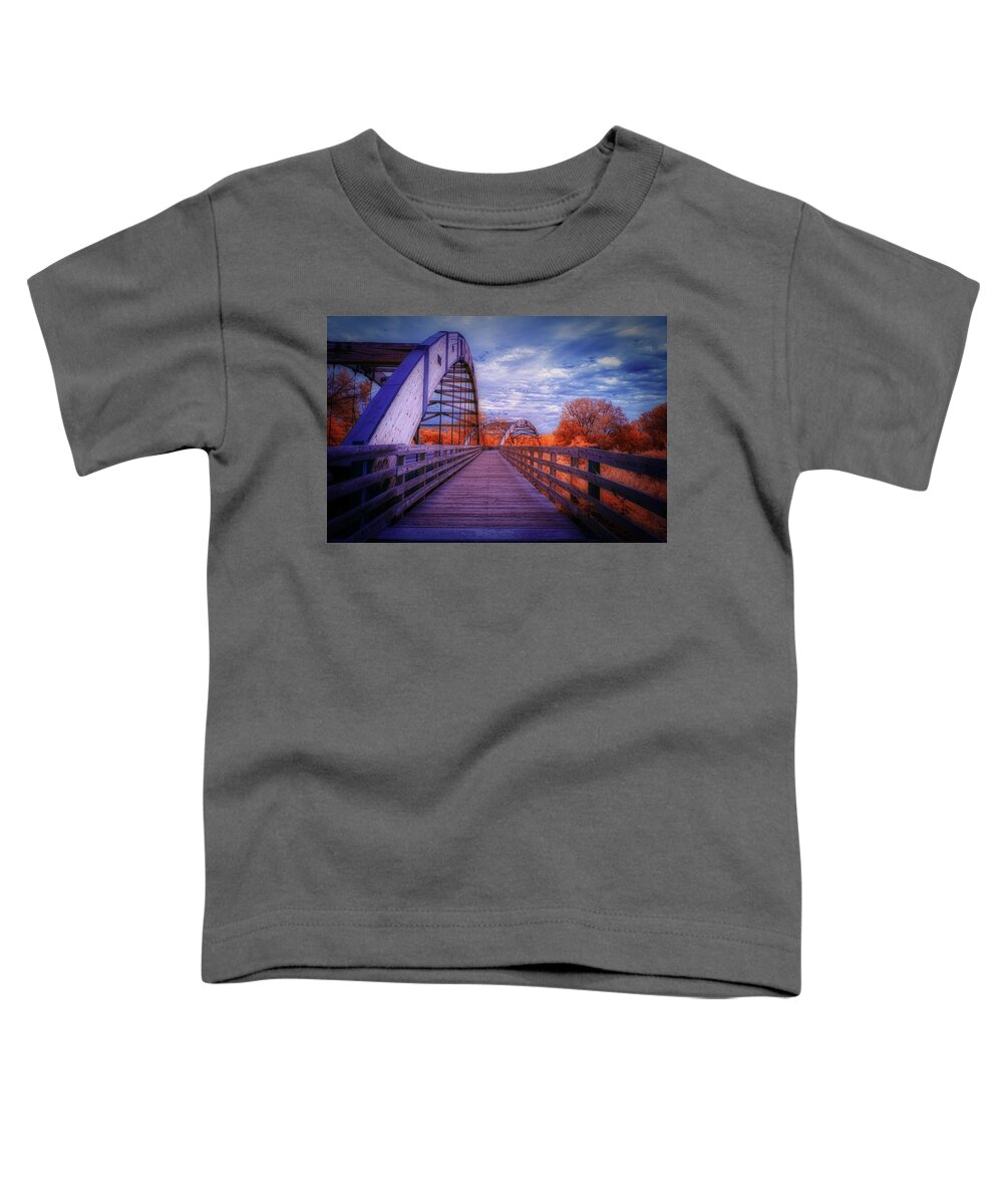 Infrared Photography Toddler T-Shirt featuring the photograph The Overpeck Bridge by Penny Polakoff