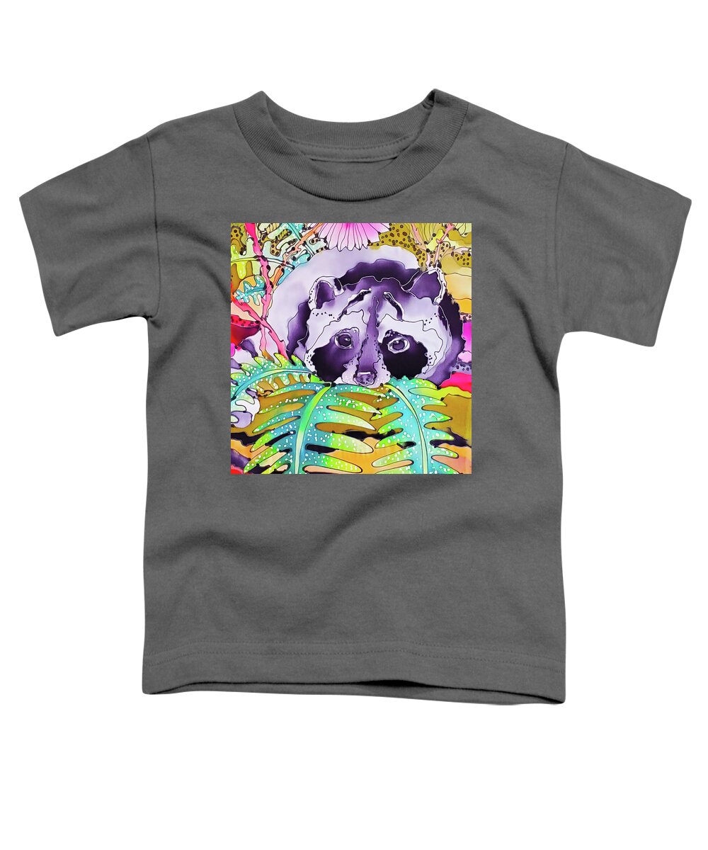 Hand Painted Silk Toddler T-Shirt featuring the painting The Raccoon by Karla Kay Benjamin