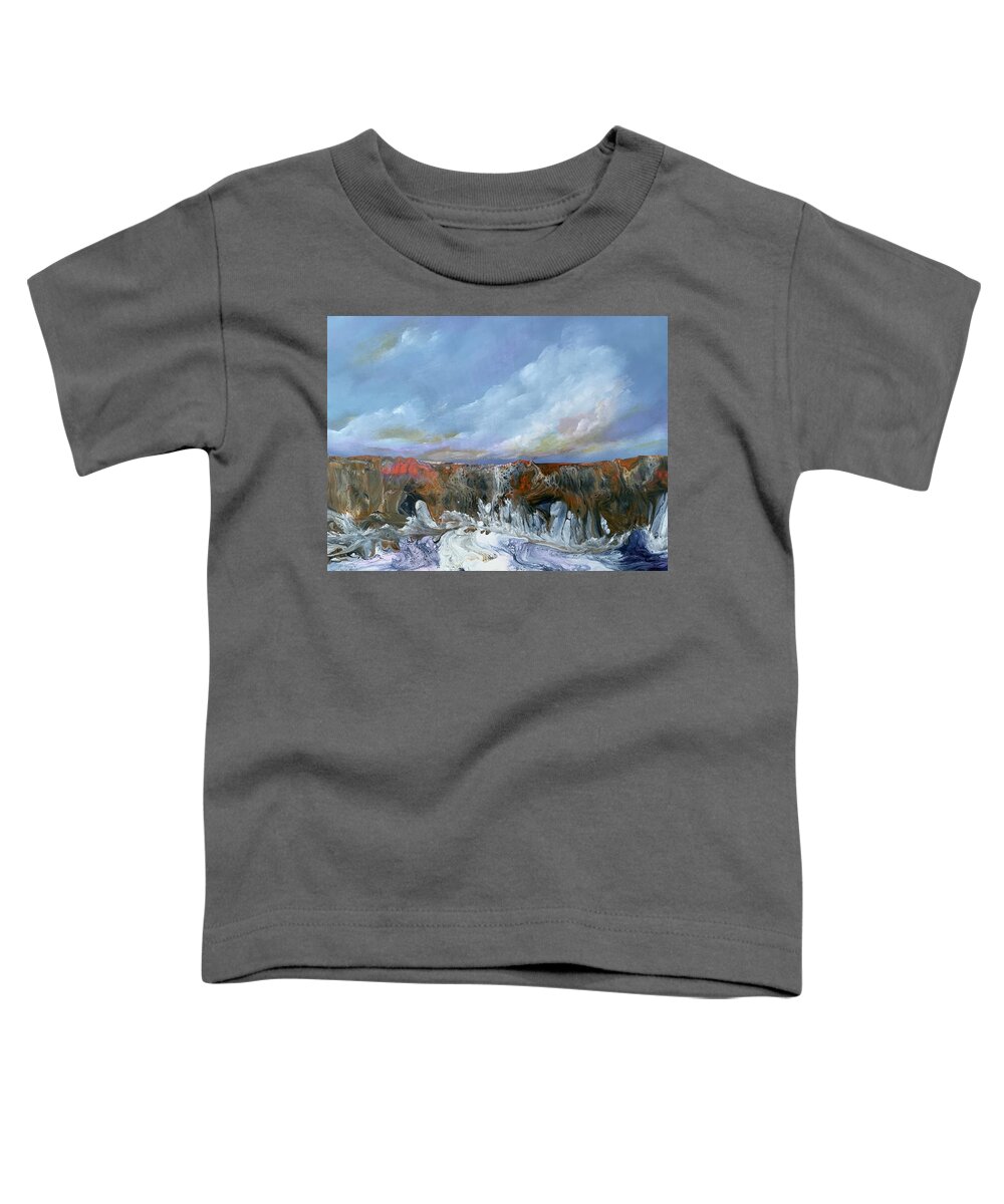 Landscape Toddler T-Shirt featuring the painting The Rock by Soraya Silvestri