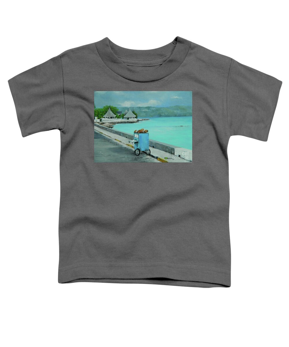 Tropical Landscape Toddler T-Shirt featuring the painting The Sea Wall by Kenneth Harris