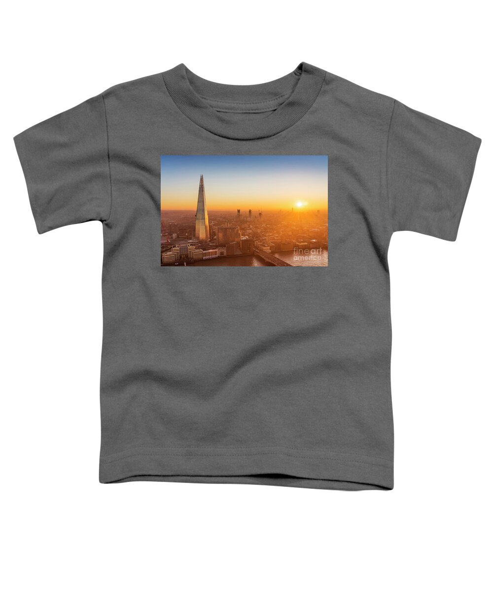 London Toddler T-Shirt featuring the photograph The Shard at sunset, London, England by Neale And Judith Clark