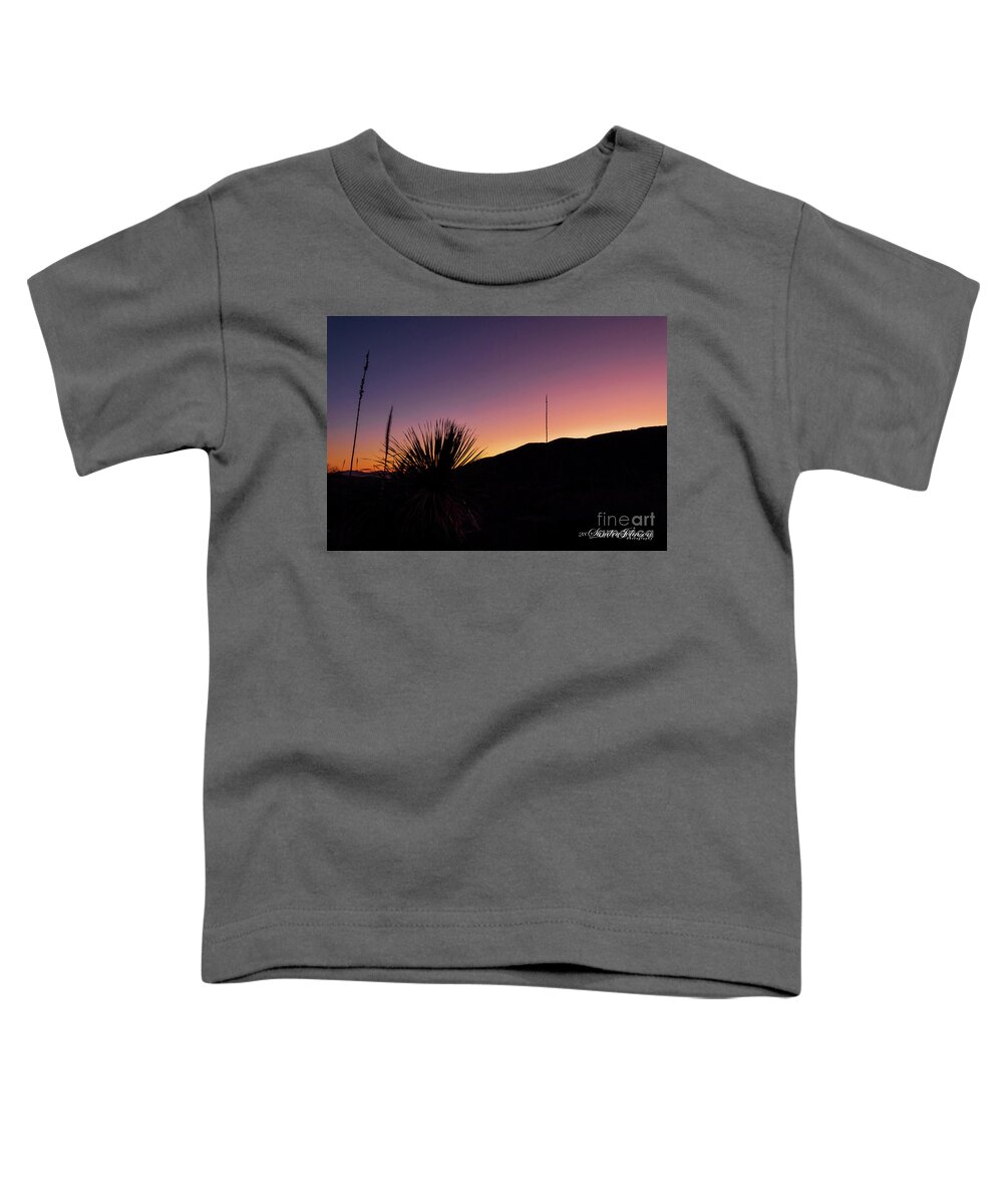 Cactus Toddler T-Shirt featuring the photograph The Silhouette of a Cactus at Sunset by Sandra J's