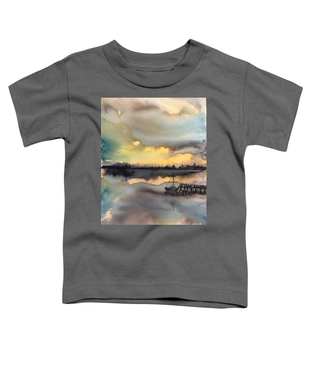 The Sunset Toddler T-Shirt featuring the painting The sunset by Han in Huang wong