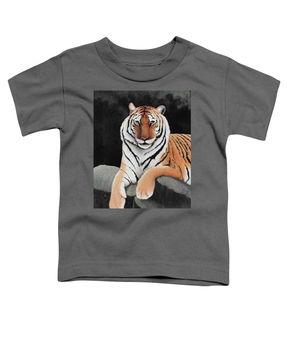 Tiger Toddler T-Shirt featuring the painting The Tiger King by Gerry High