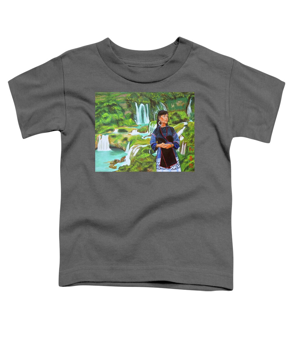 For Her Toddler T-Shirt featuring the painting The tour guide by Thu Nguyen