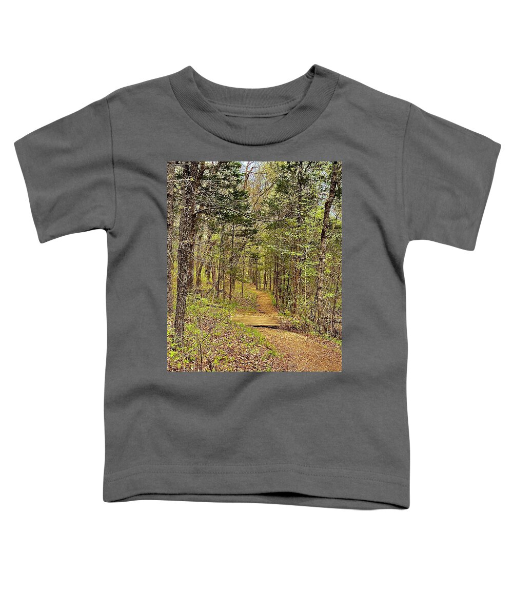 Ruth And Paul Henning Toddler T-Shirt featuring the photograph The Trail Lures Me In by Michael Oceanofwisdom Bidwell