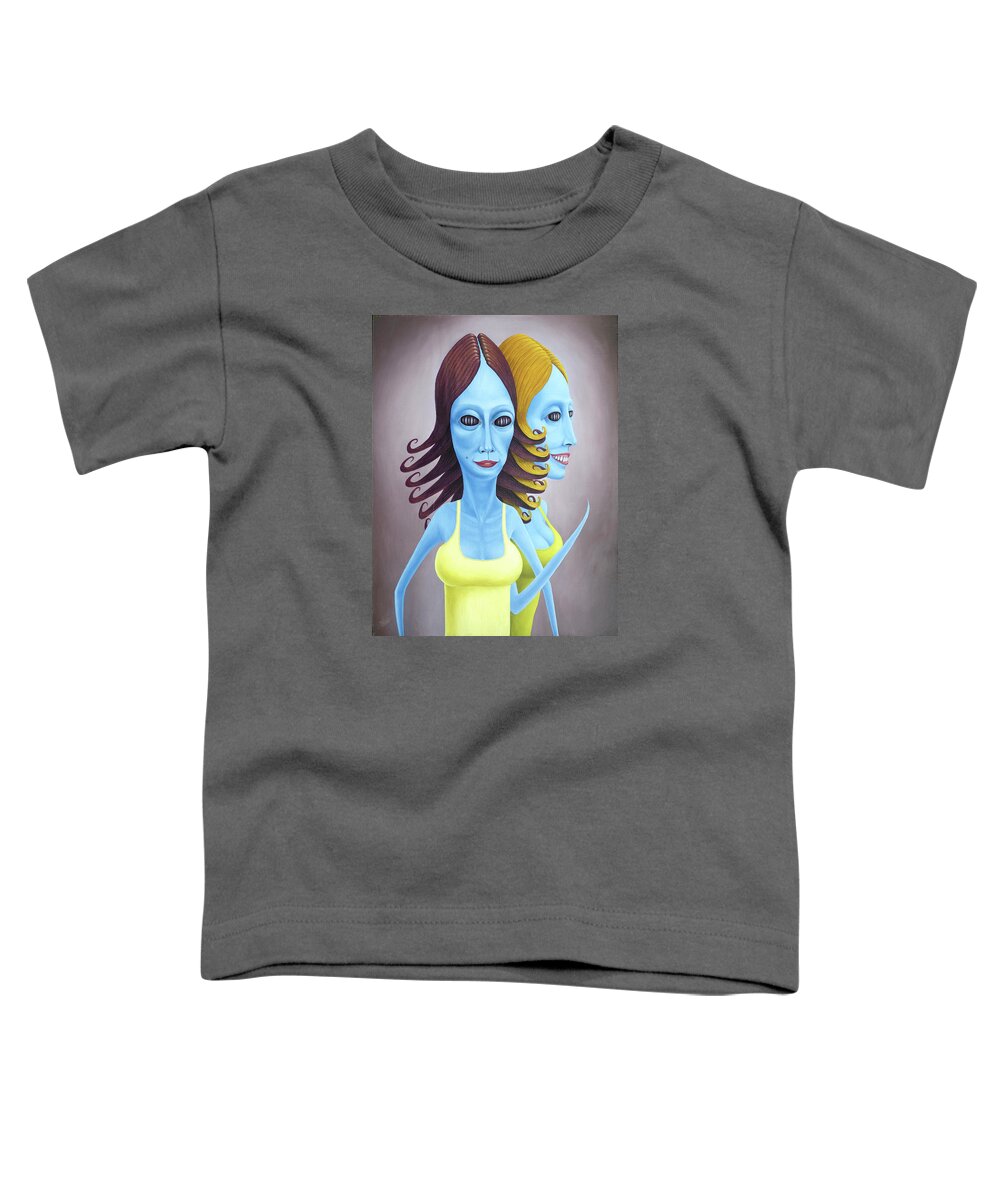 Twins Toddler T-Shirt featuring the painting The Twins - Wilma and Willow by Hone Williams