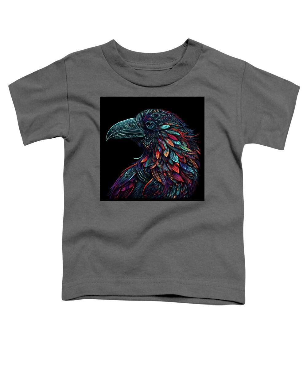 Ravens Toddler T-Shirt featuring the digital art The Uncommon Raven by Peggy Collins