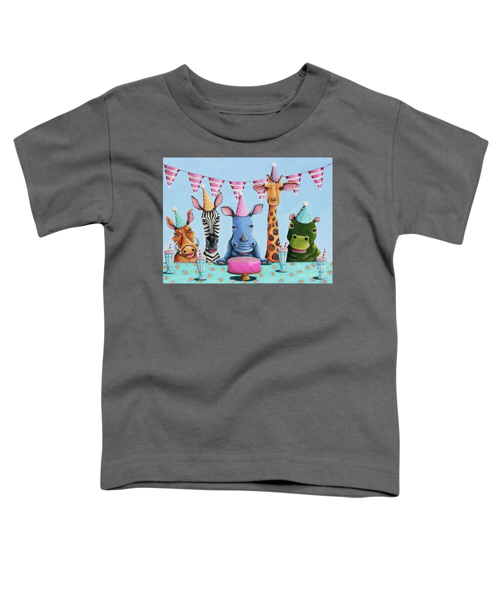 Warthog Toddler T-Shirt featuring the painting The Wild Party by Lucia Stewart