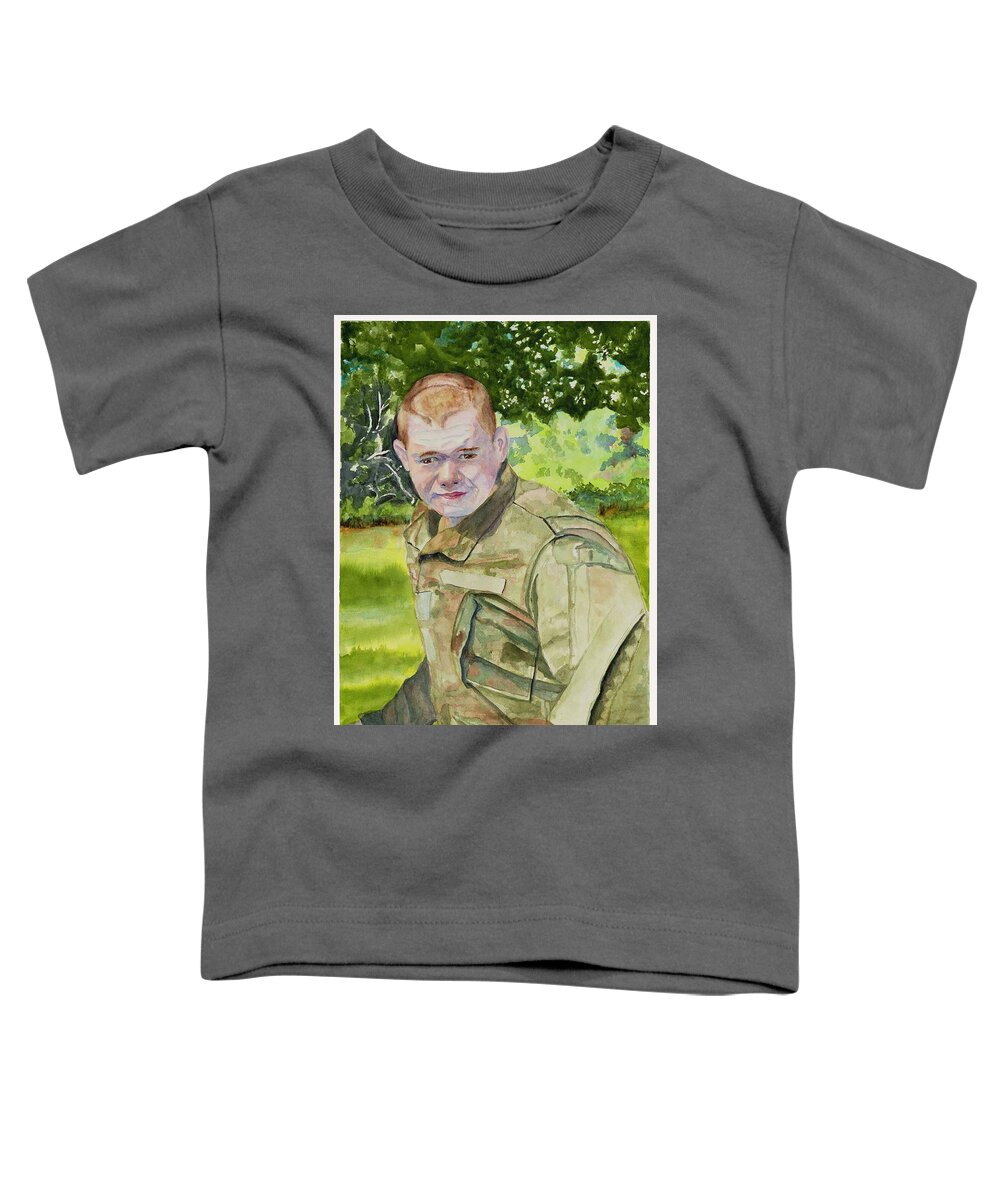Soldier Toddler T-Shirt featuring the painting The Win by Barbara F Johnson