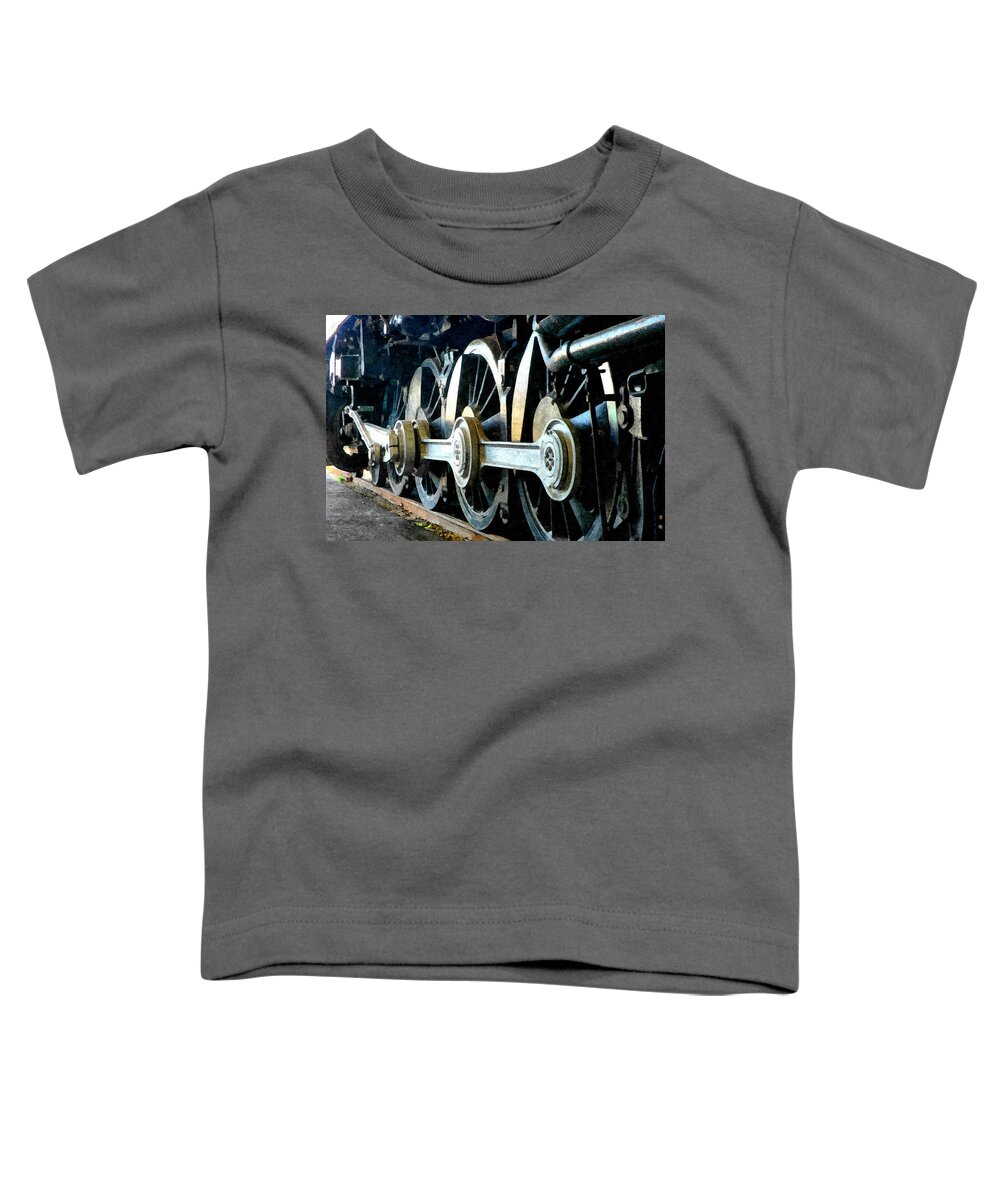 Train Toddler T-Shirt featuring the painting There's a Train Coming by Anthony M Davis