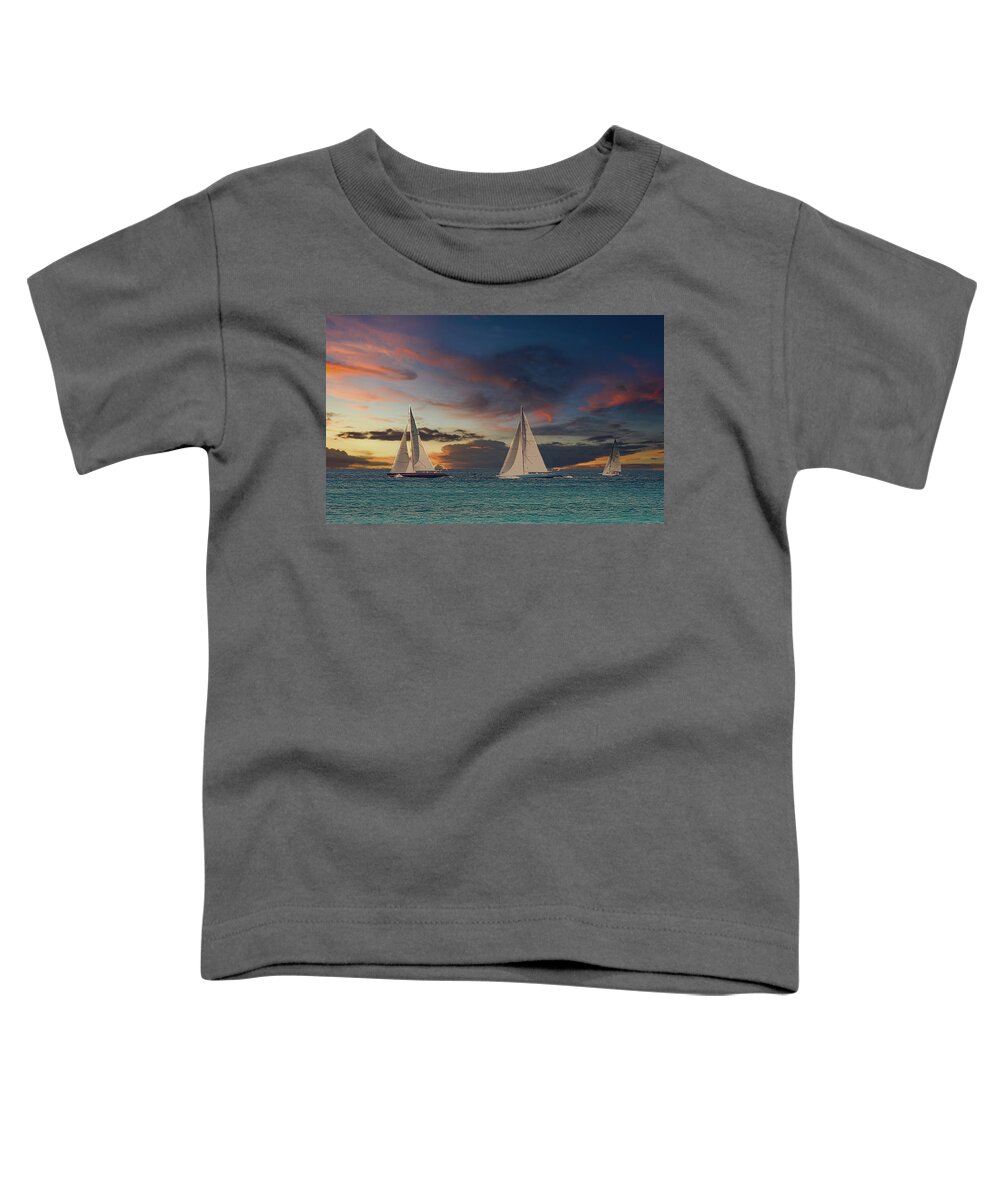 Harbor Toddler T-Shirt featuring the photograph Three Boats by Darryl Brooks