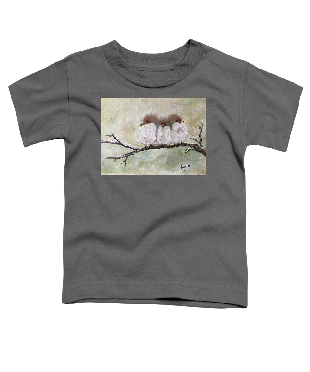Fairy Wrens Toddler T-Shirt featuring the painting Three Fat Fluffballs by Roxy Rich