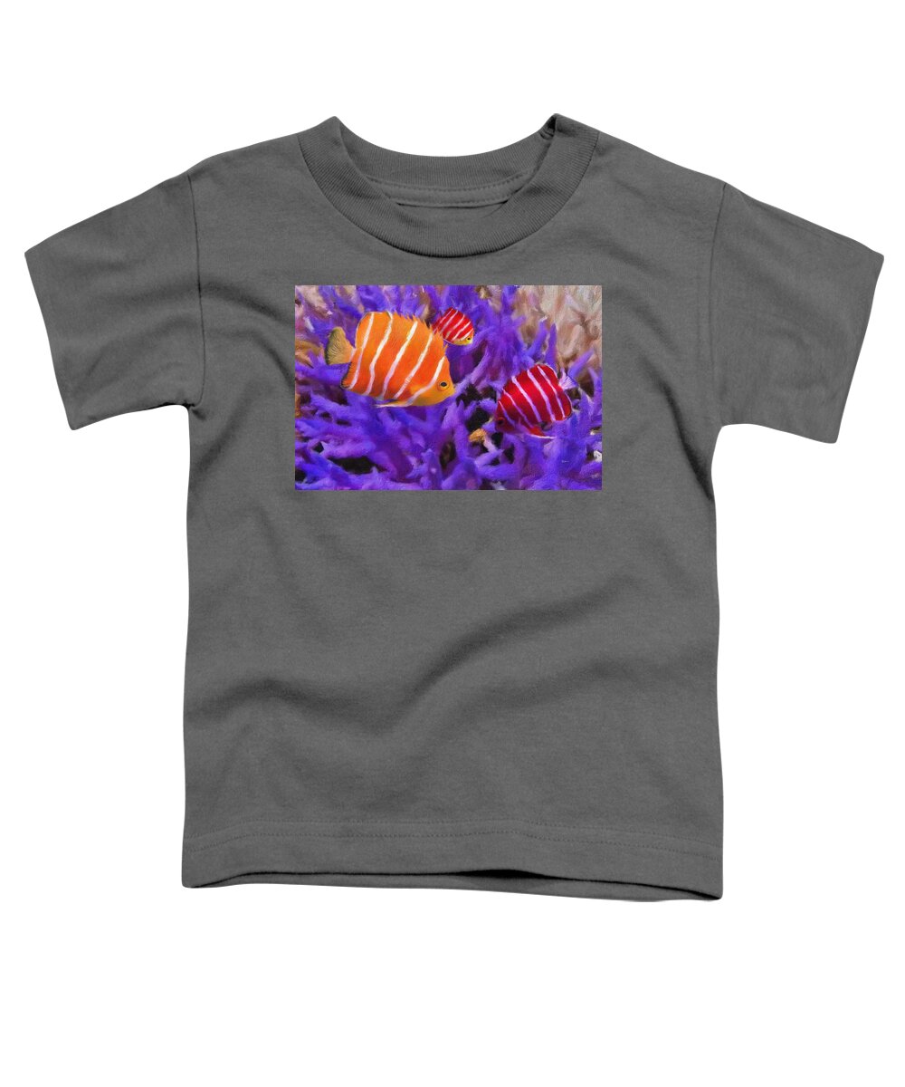 Three Peppermint Angelfish Toddler T-Shirt featuring the digital art Three Peppermint Angelfish by Russ Harris