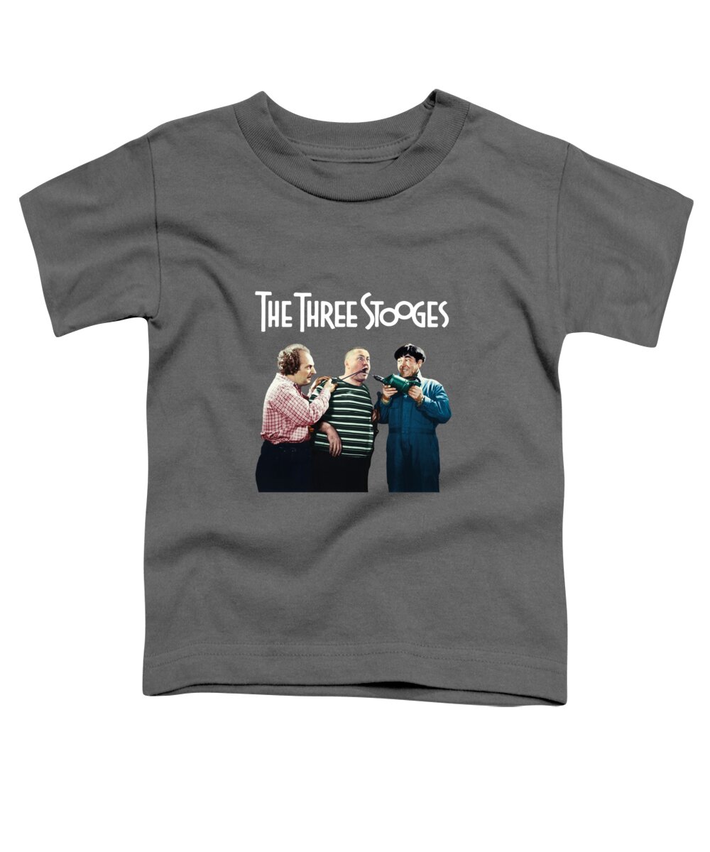 Three Stooges Toddler T-Shirt featuring the digital art Three Stooges Helping a Friend by Franchi Torres
