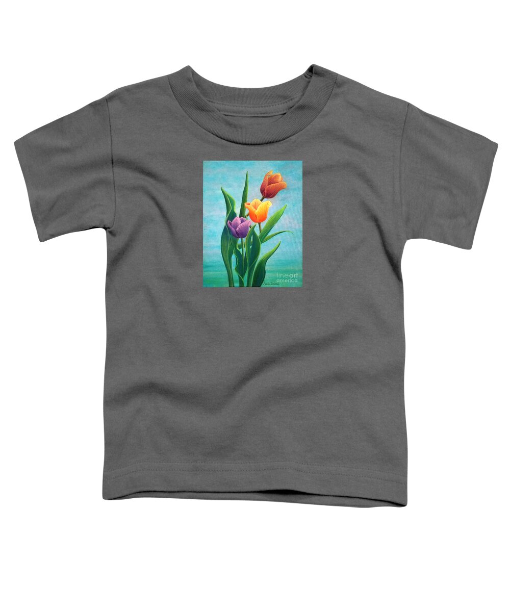 Tulips Toddler T-Shirt featuring the painting Tulips on My Mind by Sarah Irland