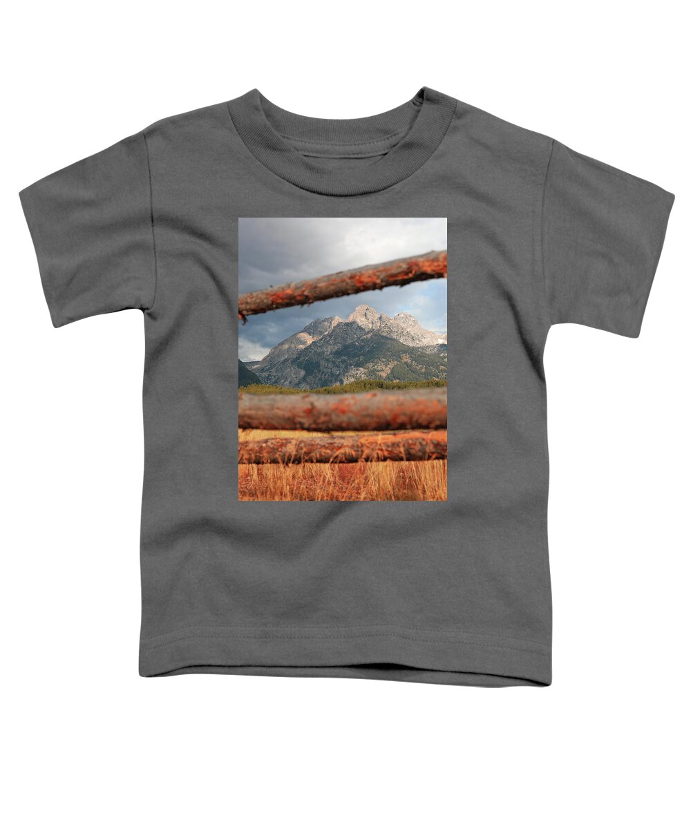 Mountain Toddler T-Shirt featuring the photograph Through the Fence by Go and Flow Photos