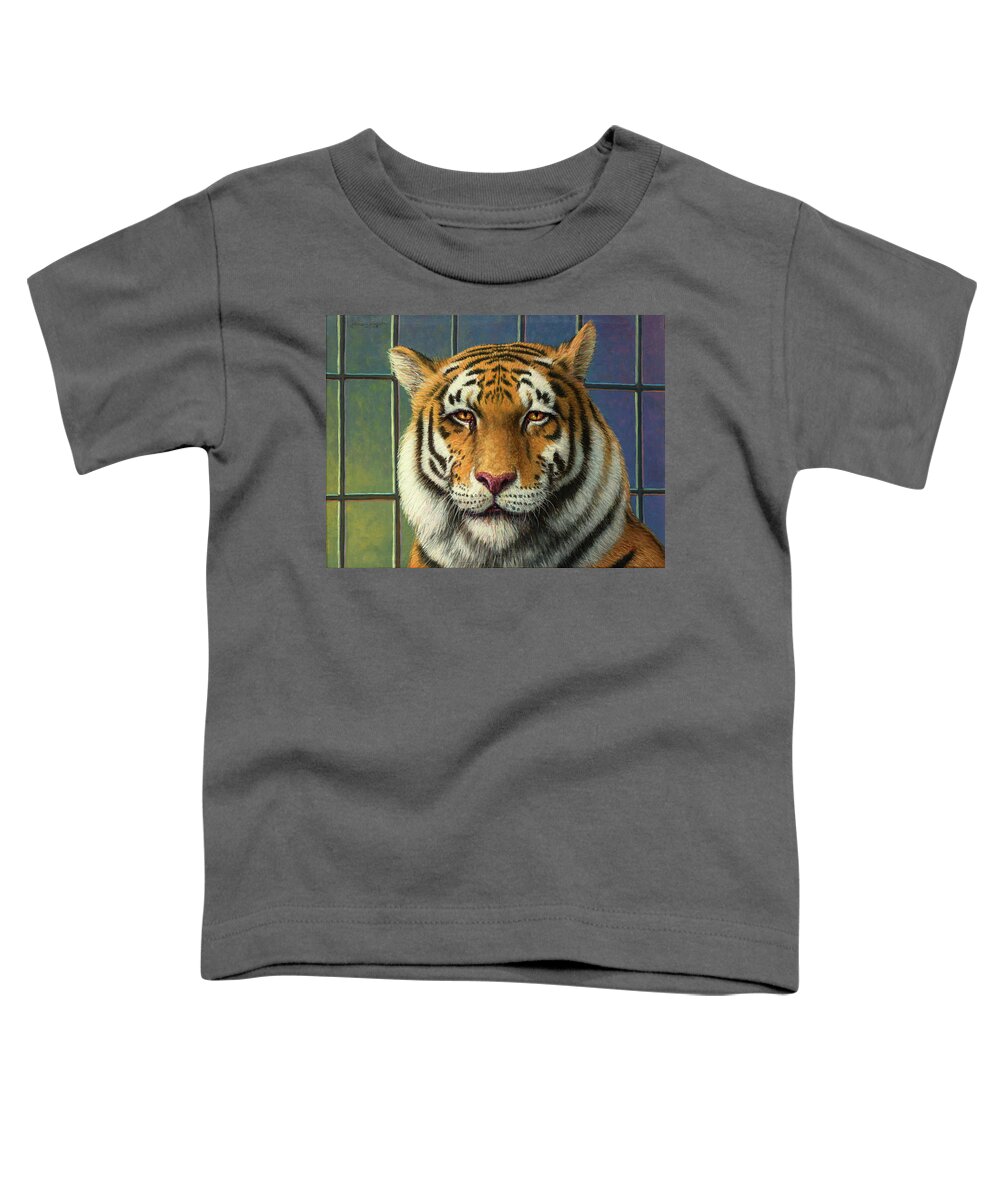 Tiger Toddler T-Shirt featuring the painting Tiger in Trouble by James W Johnson