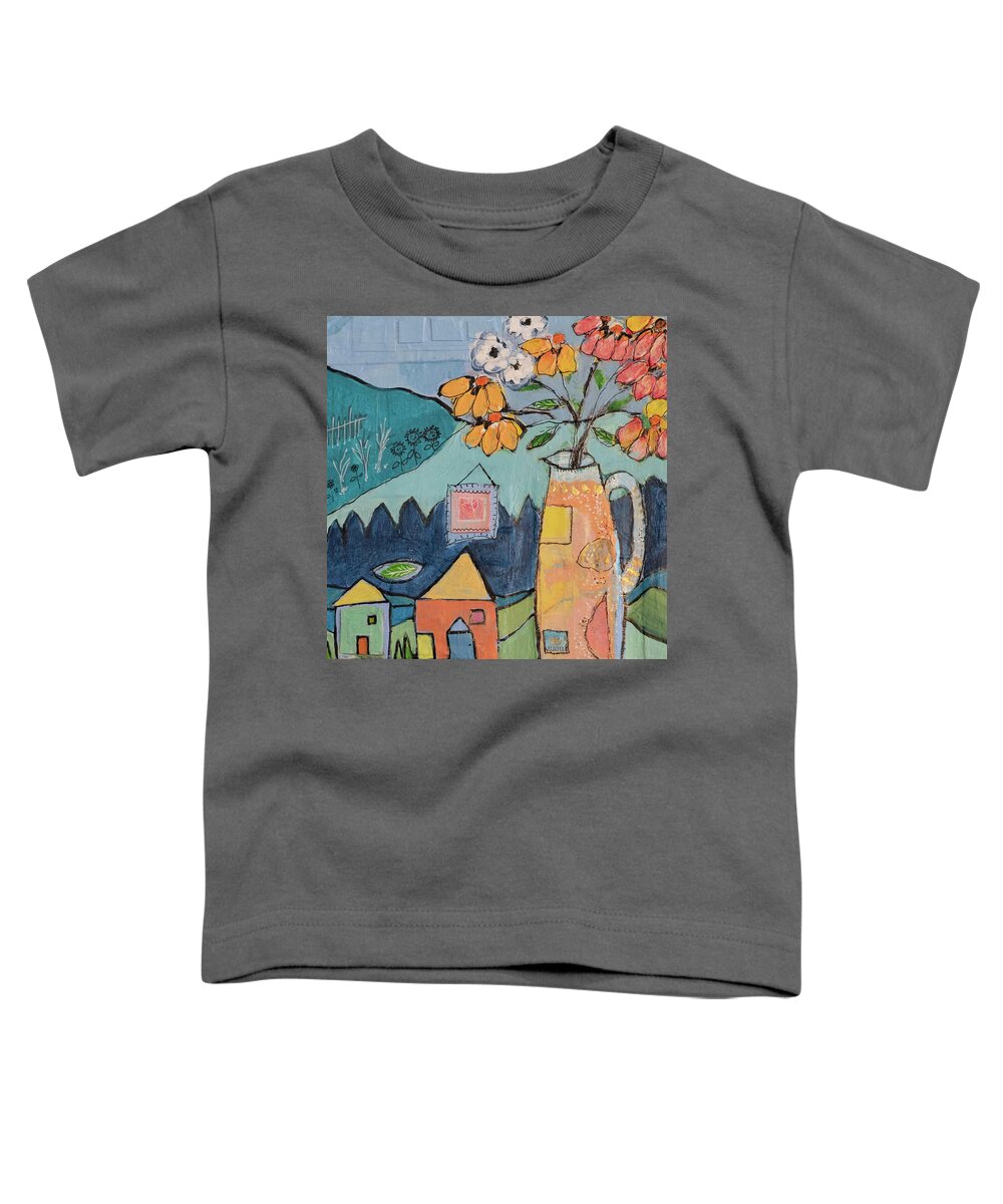 Flowers Toddler T-Shirt featuring the mixed media Tiny House 3 by Julia Malakoff