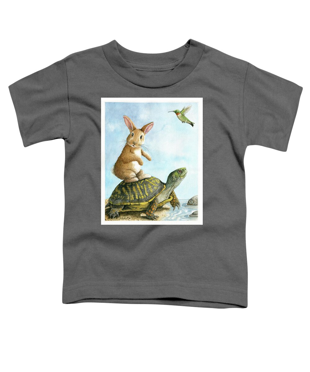 Rabbit Toddler T-Shirt featuring the painting Togetherness- Wildlife Watercolor by Linda Apple