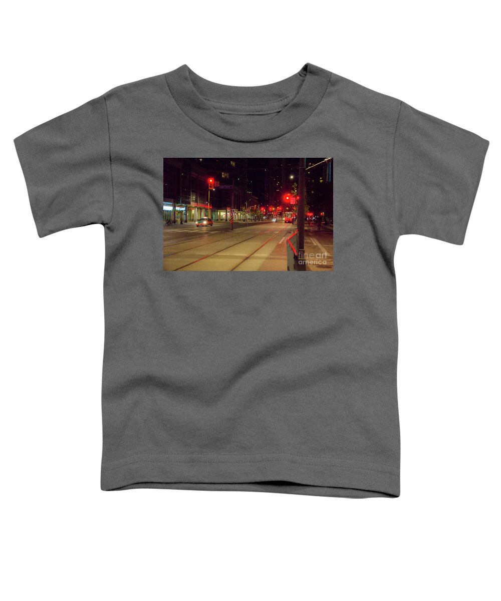 Canada Toddler T-Shirt featuring the photograph Toronto streets at night by Agnes Caruso