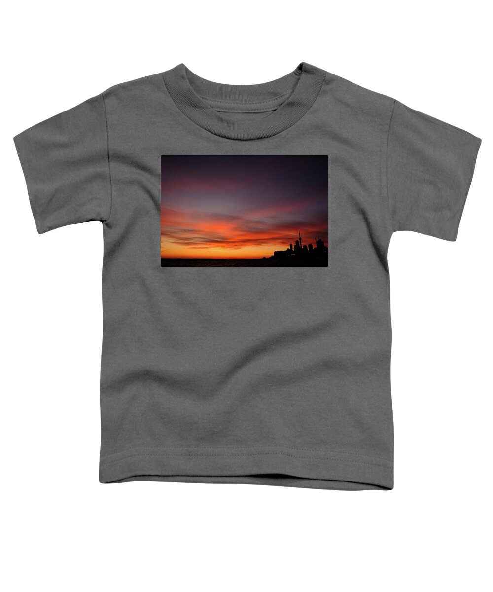 Toronto Toddler T-Shirt featuring the photograph Toronto Sunset by Kreddible Trout