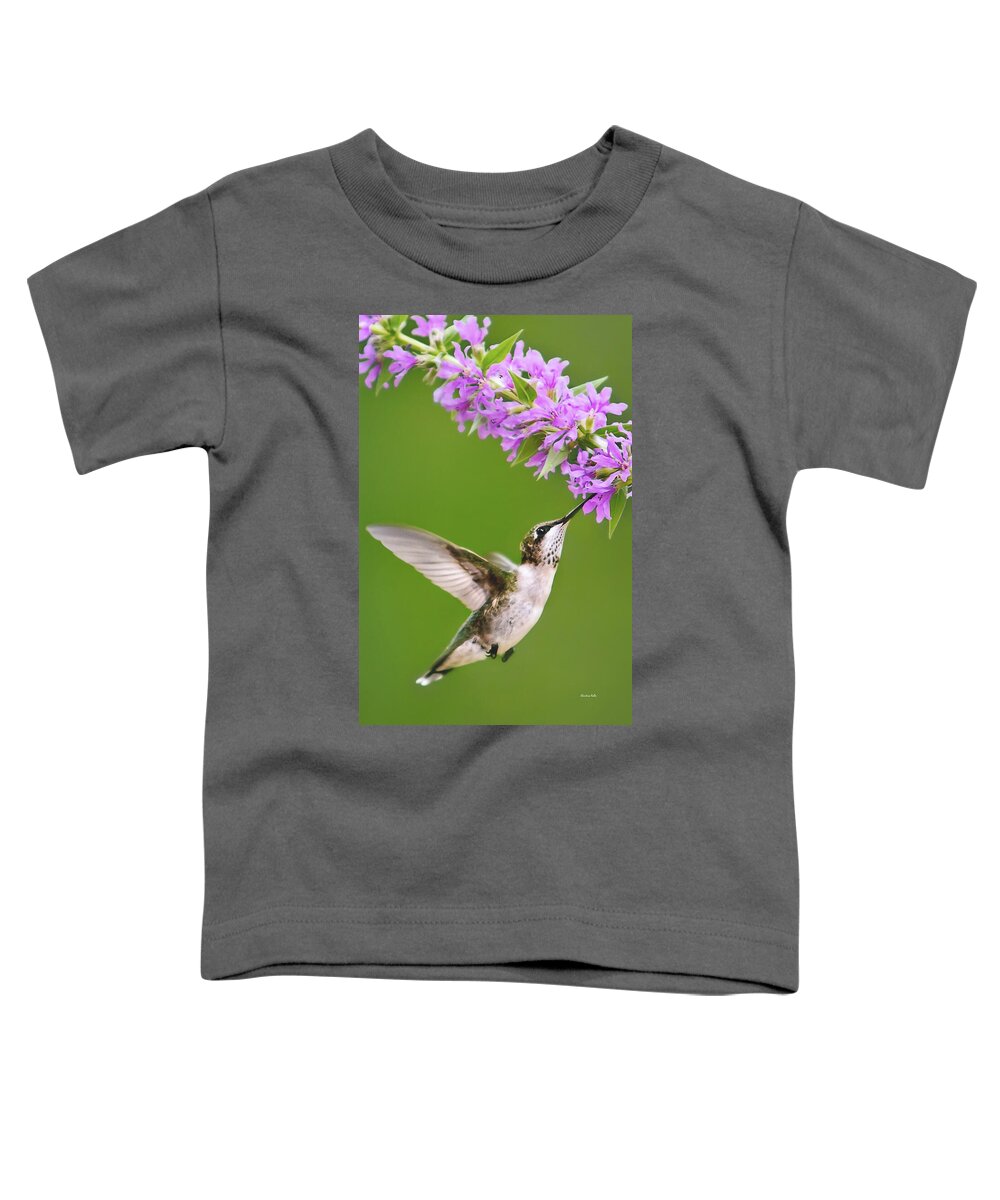 Hummingbird Toddler T-Shirt featuring the digital art Touched Hummingbird by Christina Rollo