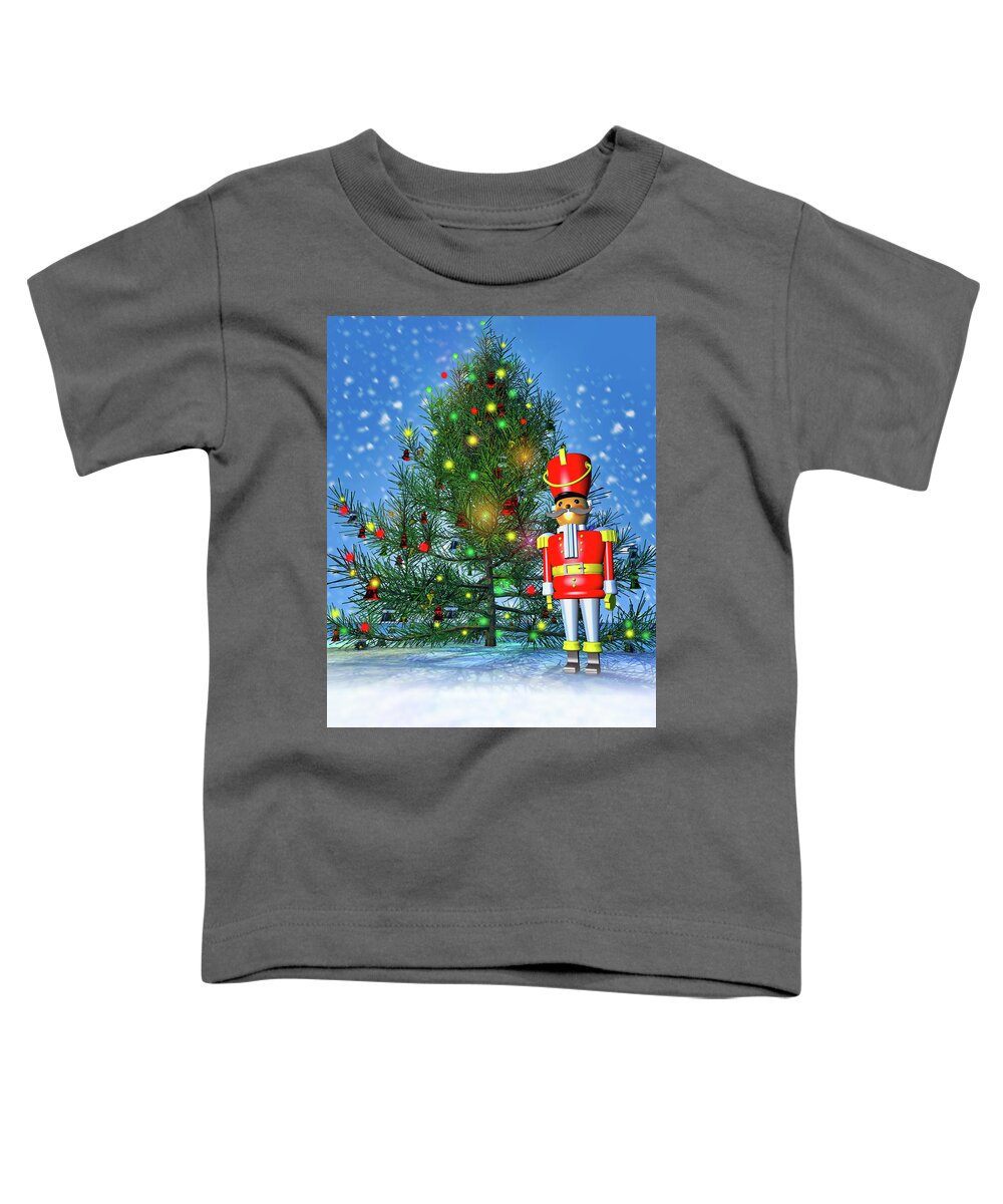 Bob Orsillo Toddler T-Shirt featuring the photograph Toy Soldier and Christmas Tree by Bob Orsillo