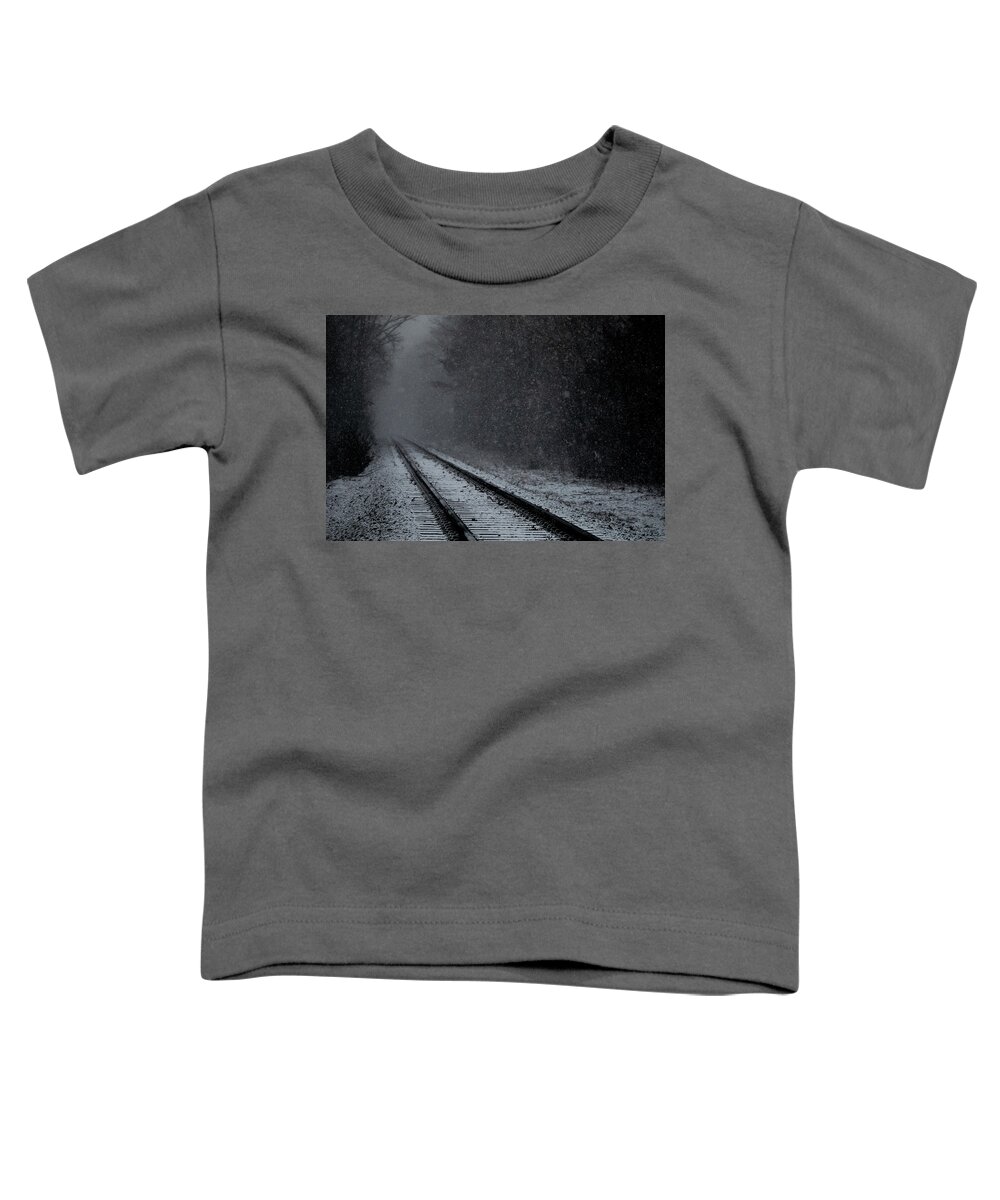 Train Toddler T-Shirt featuring the photograph Tracks in the Snow by Denise Kopko