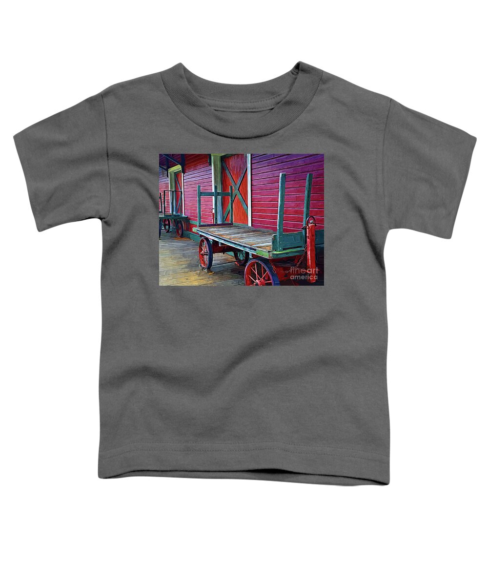 Railroad-station Toddler T-Shirt featuring the digital art Train Carts by Kirt Tisdale