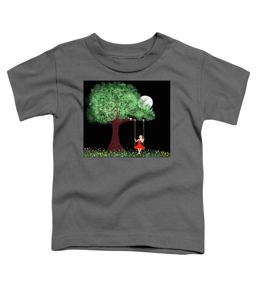 Moon Art Toddler T-Shirt featuring the digital art Tree illustration print by Elaine Hayward