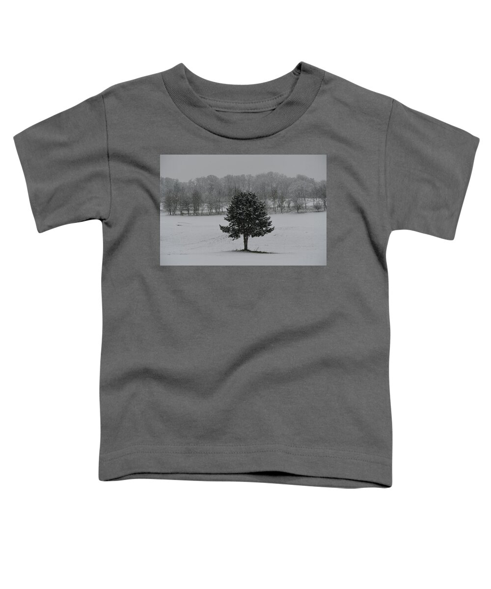 Herts Toddler T-Shirt featuring the photograph Tree in the snow by Andrew Lalchan