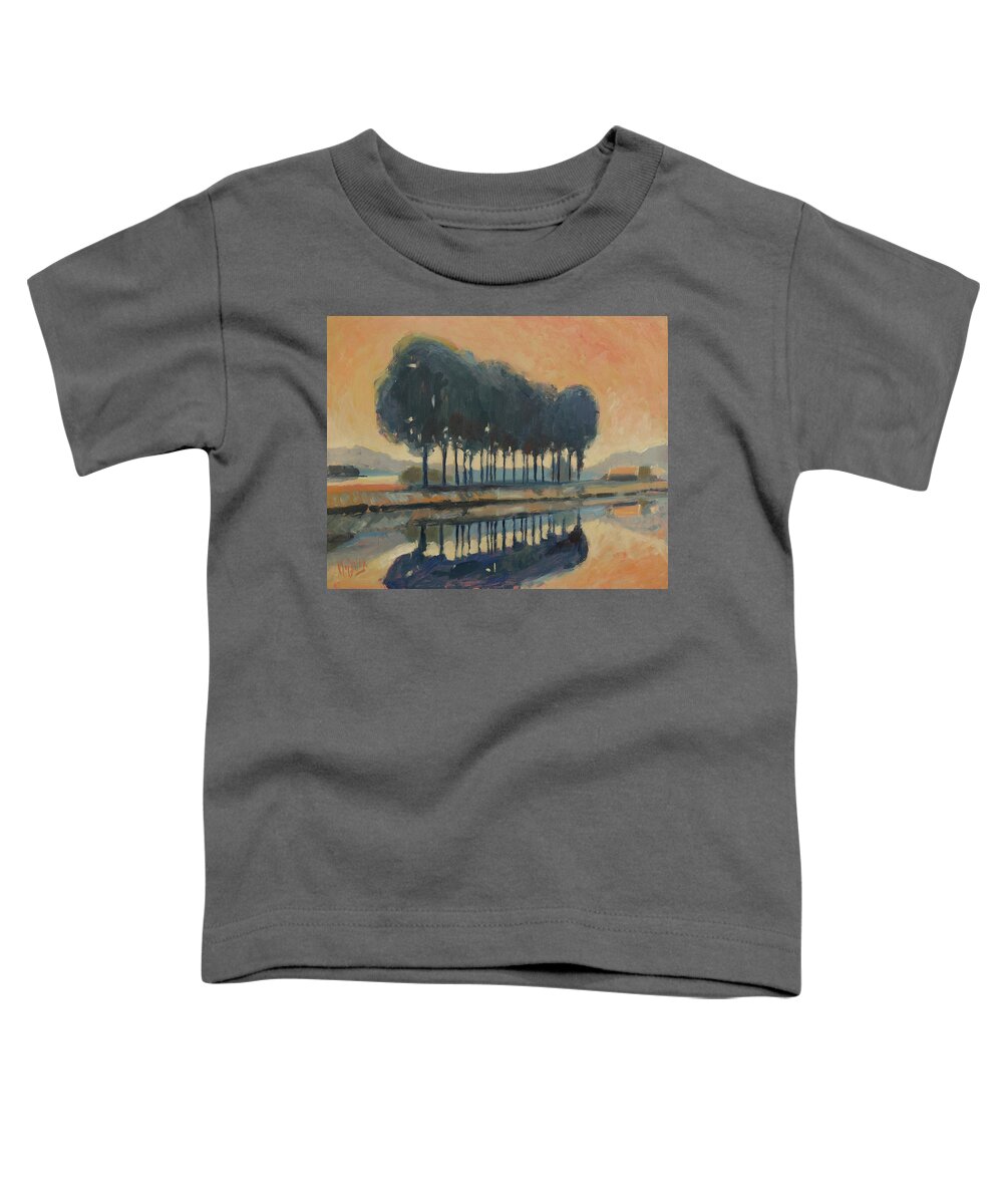 Trees Toddler T-Shirt featuring the painting Trees along the canal by Nop Briex