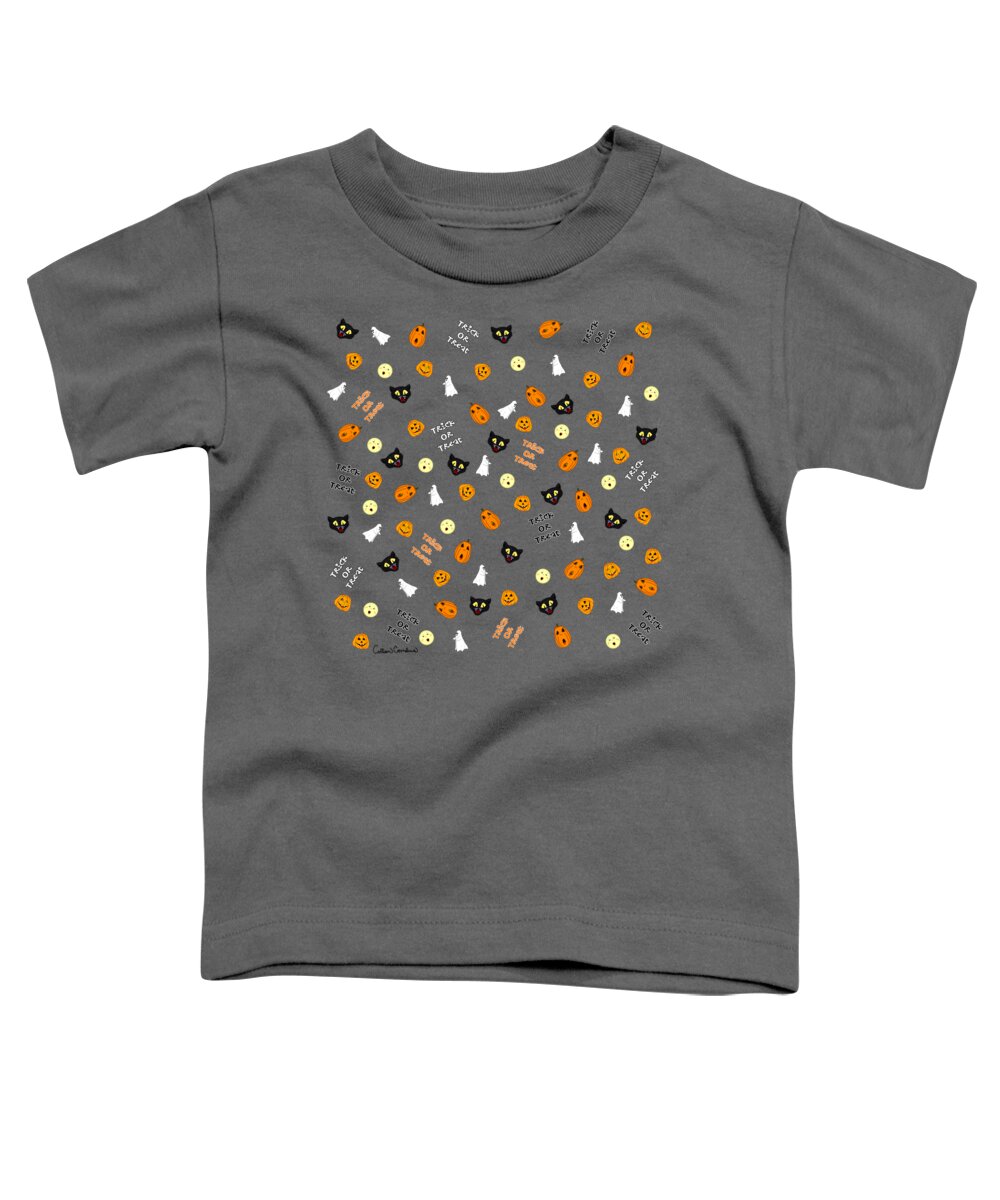 Halloween Sticker Toddler T-Shirt featuring the digital art Trick or Treat All Over Pattern by Colleen Cornelius