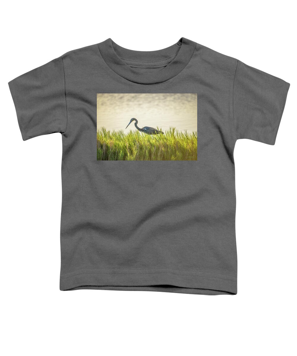 Tricolored Toddler T-Shirt featuring the photograph Tricolored and Saltgrass by Christopher Rice