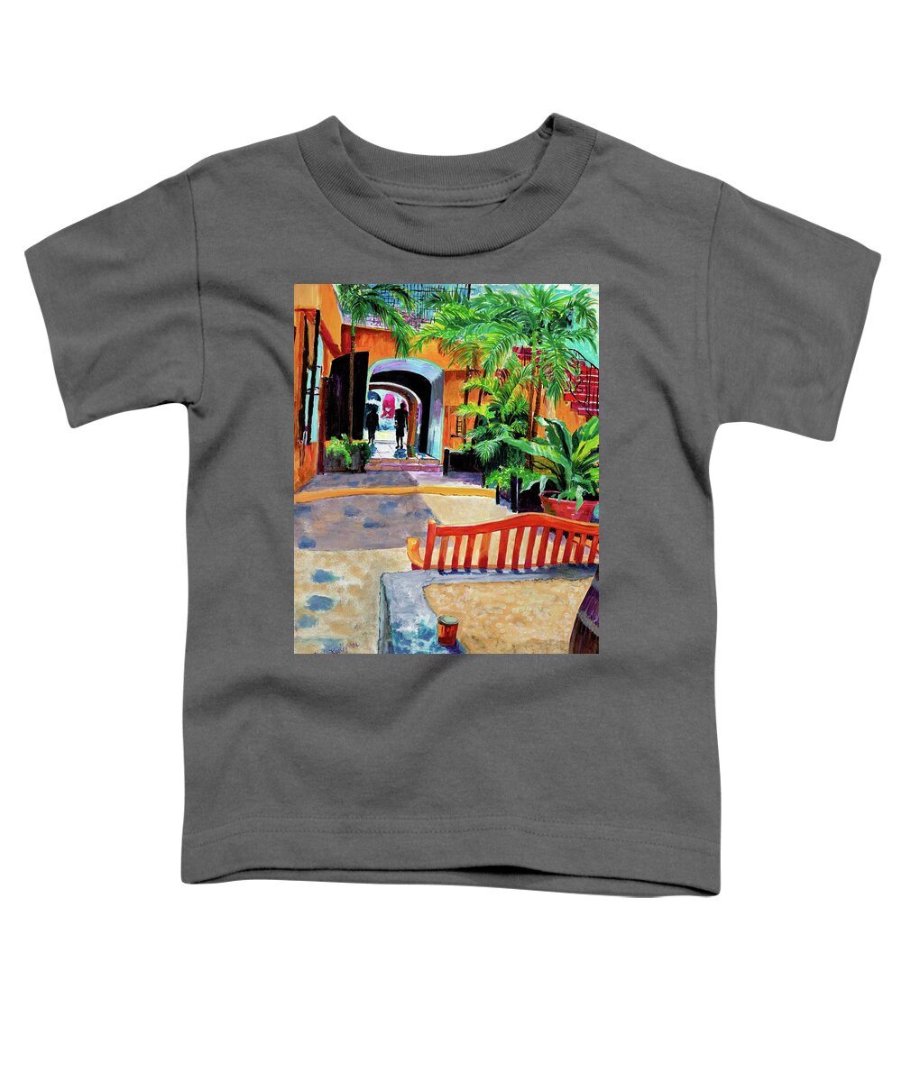 Tropical Walkway Toddler T-Shirt featuring the painting Tropical Walkway by Linda KEgley