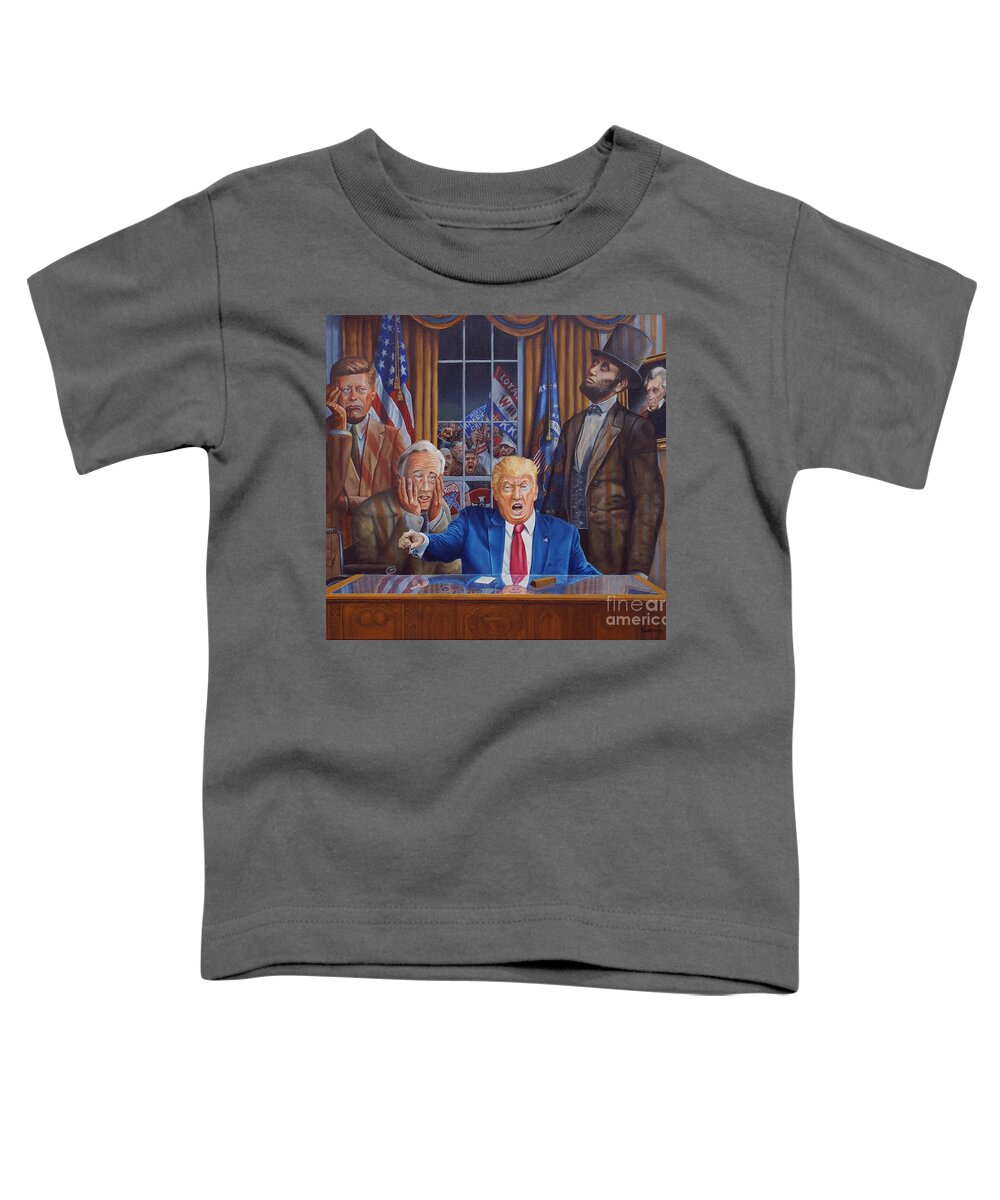 Trump Toddler T-Shirt featuring the painting What Have We Done? by Ken Kvamme