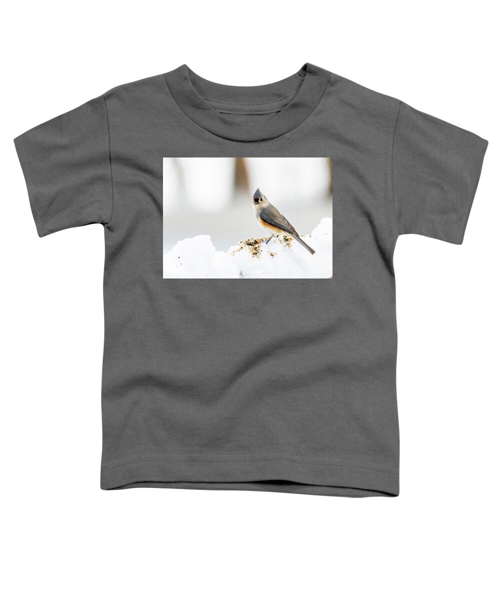 Photography Toddler T-Shirt featuring the photograph Tufted Titmouse by Amelia Pearn