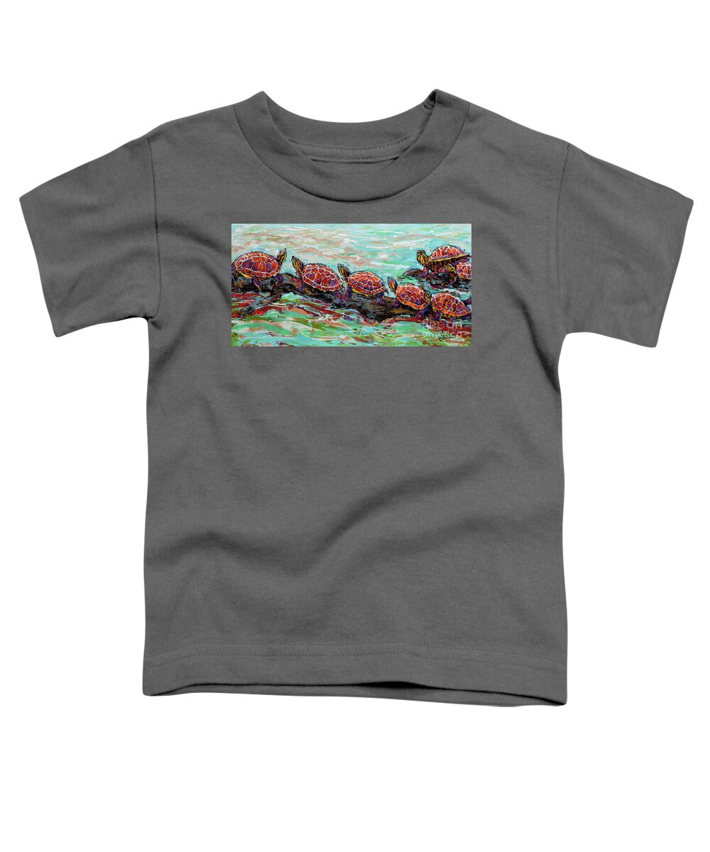 Turtles Toddler T-Shirt featuring the painting Basking Turtles by Jyotika Shroff